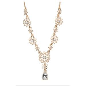 Marchesa Floral and Crystal Statement Necklace